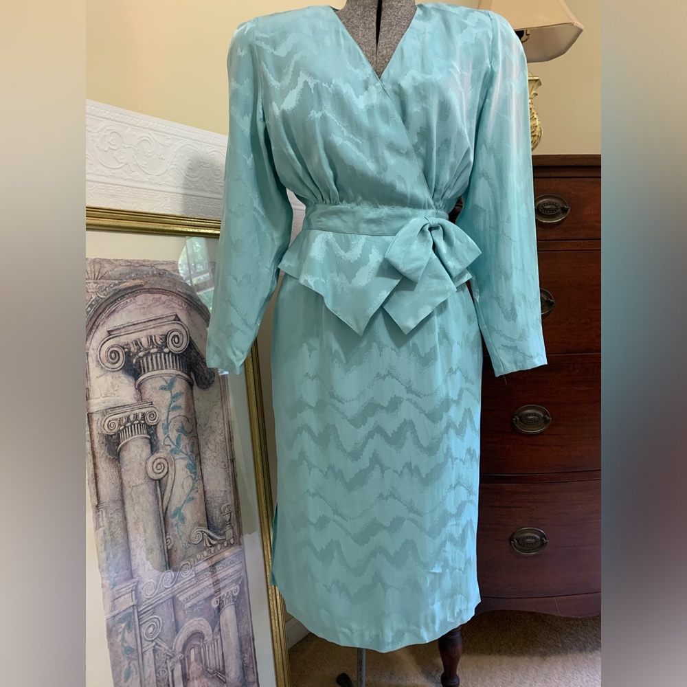 100% Silk New Vintage 2 Piece Accordion Pleated Skirt Set Size 6 by D’ore